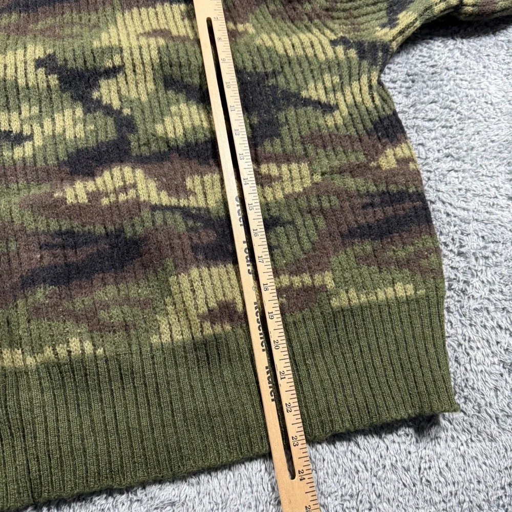 VTG LL Bean Commando Sweater Mens XLG Green Camo Wool Military Made in England - Picture 6 of 7